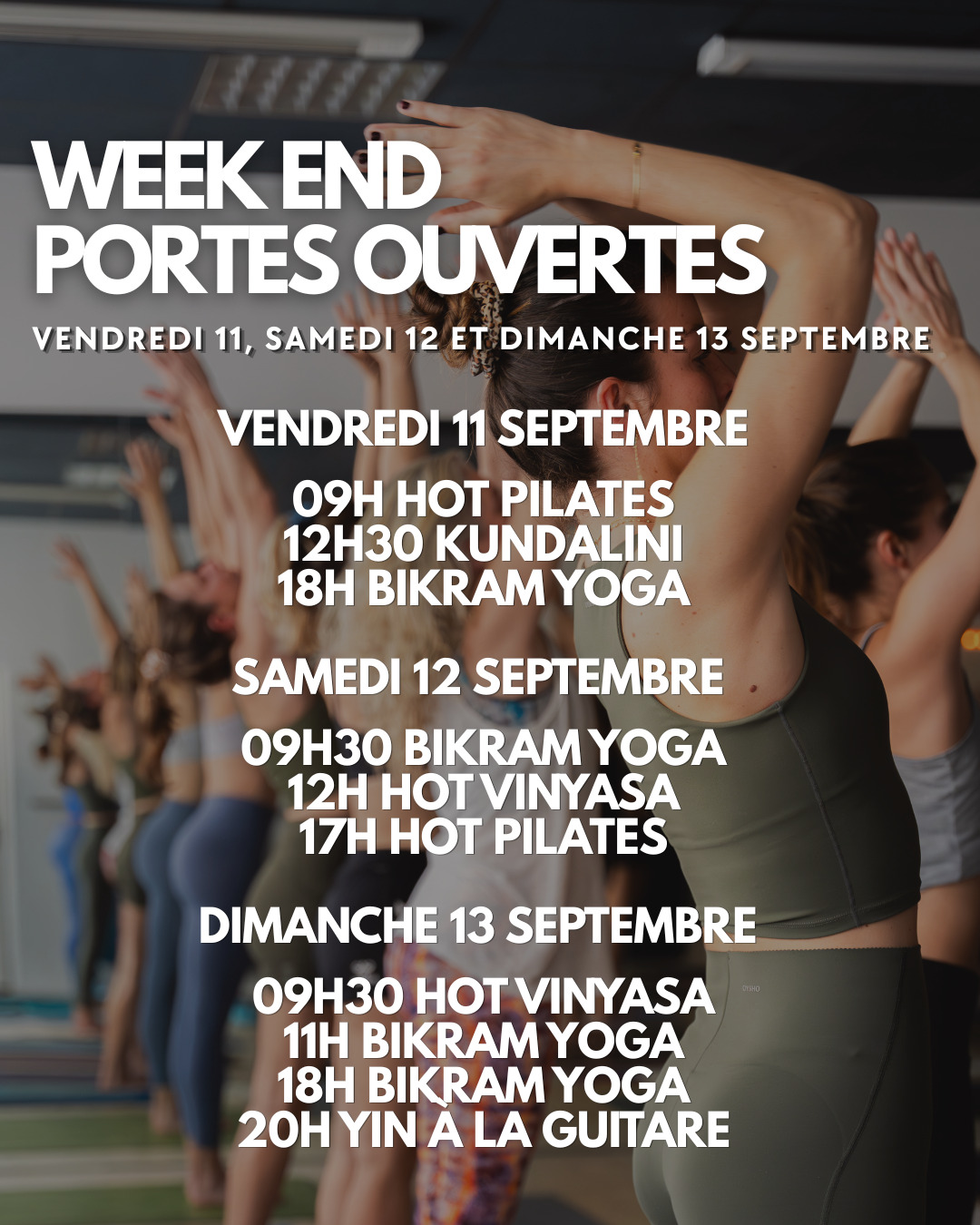 Programme des portes ouvertes 2026 au Hot Yoga Studio